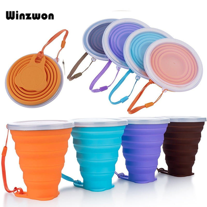 4 Colors 250ML Silicone Travel Cup Retractable Folding Coffee Cup